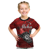 The Shaka Hawaii T Shirt KID Tropical Flowers Red Version LT13 - Polynesian Pride