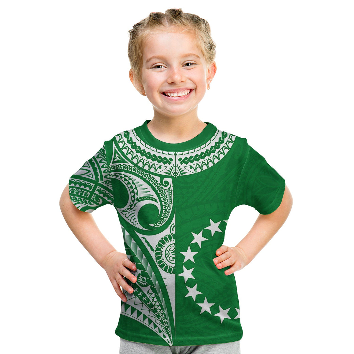 (Custom Text and Number) Cook Islands Tatau T Shirt Symbolize Passion Stars Version Green LT13 - Polynesian Pride