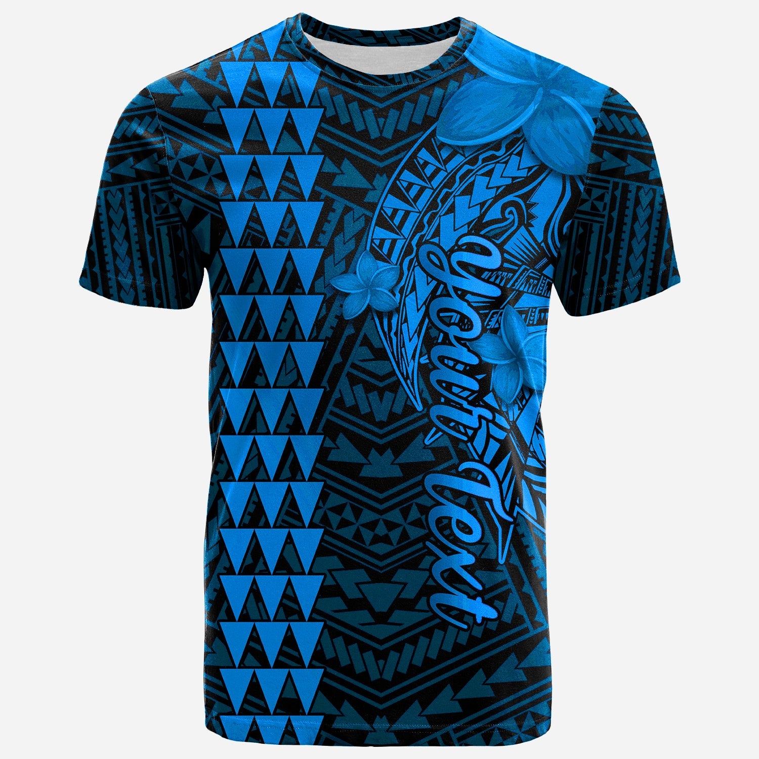 Custom Hawaii T Shirt Kakau Kanaka Maoli Combine Polynesian Shark Ver.03 LT14 Blue - Polynesian Pride