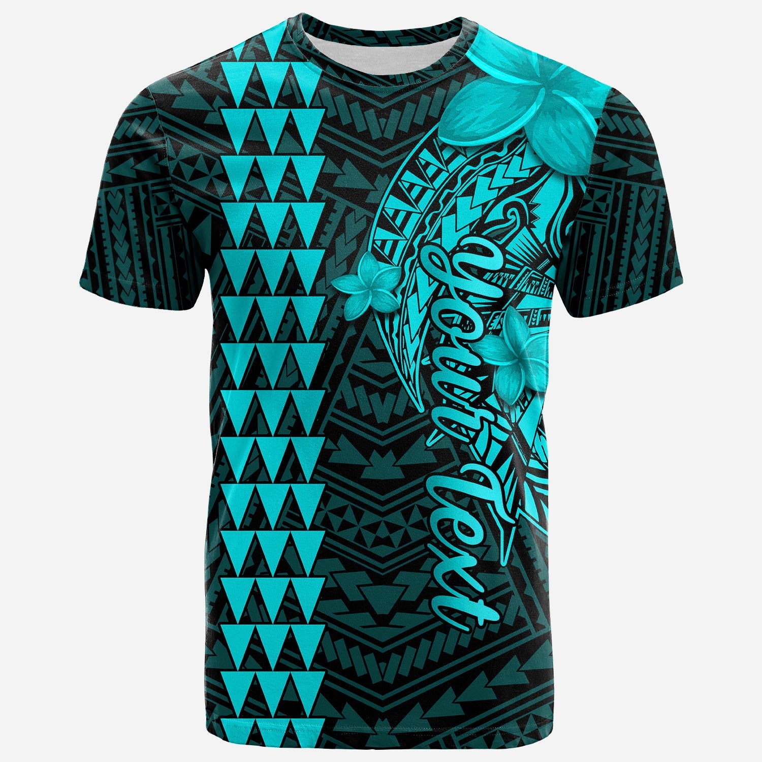 Custom Hawaii T Shirt Kakau Kanaka Maoli Combine Polynesian Shark Ver.04 LT14 Turquoise - Polynesian Pride