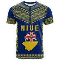 Niue T Shirt Happy Constitution Day Niuean Hiapo Crab With Map LT14 Blue - Polynesian Pride