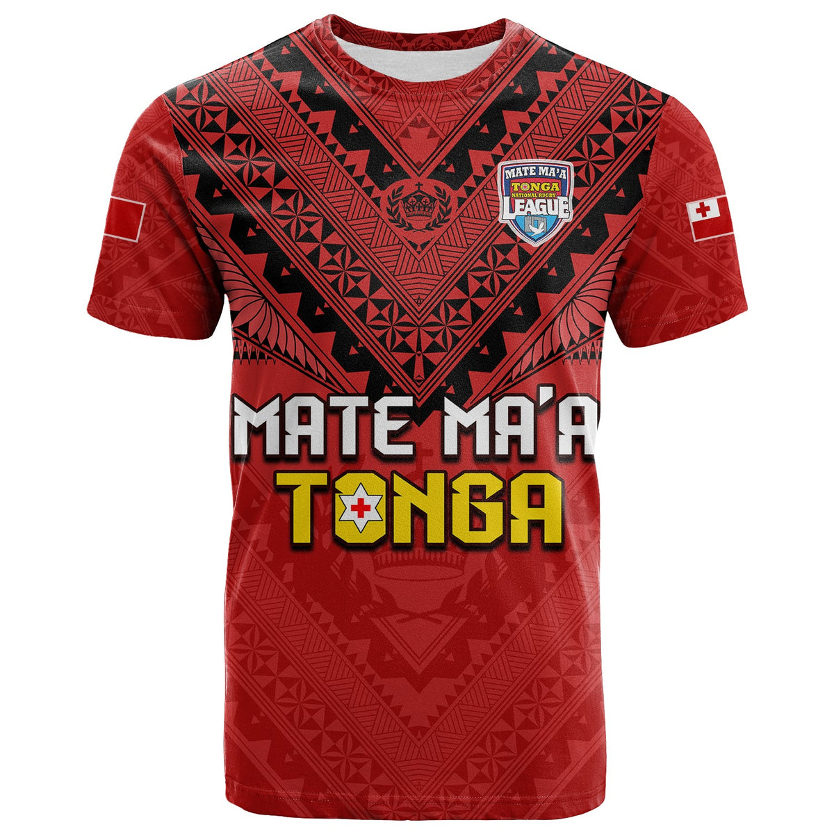 Tonga Rugby MMT T Shirt Ngatu Mate Maa Tonga Simple LT13 Red - Polynesian Pride