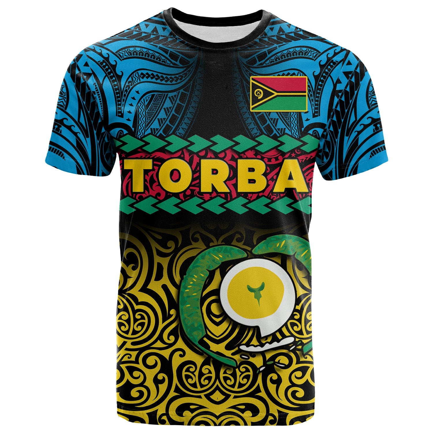 Torba Province T Shirt Vanuatuan Pig Tusk Polynesian Flag Style LT14 Black - Polynesian Pride