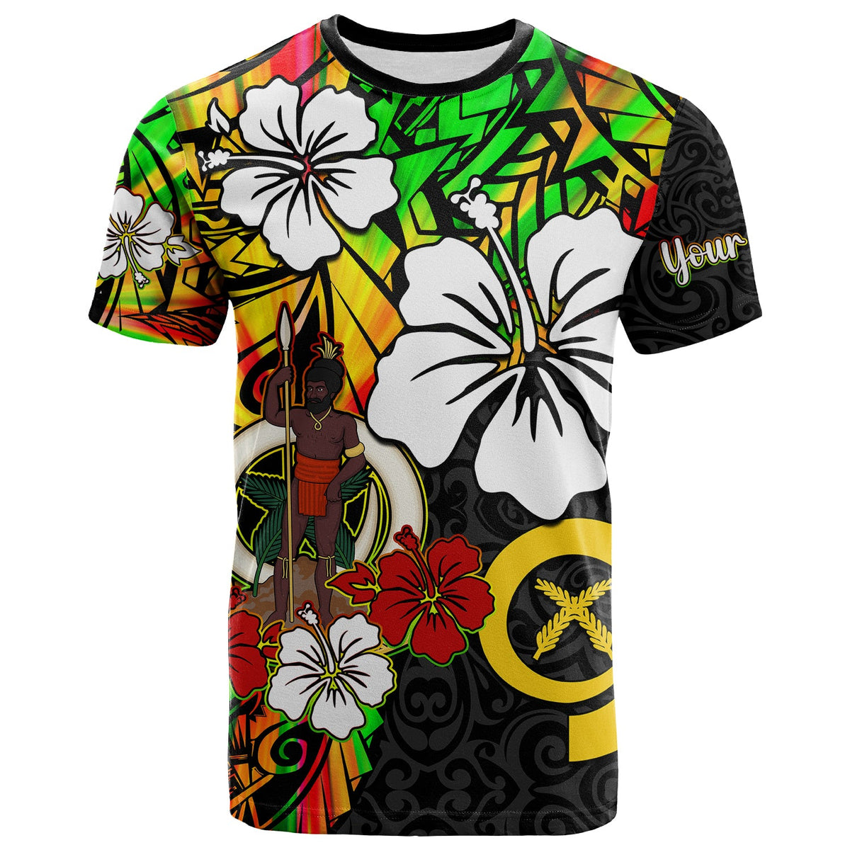 Custom Vanuatu T Shirt Polynesia Tie Dye Hibiscus Flowers LT13 Art - Polynesian Pride