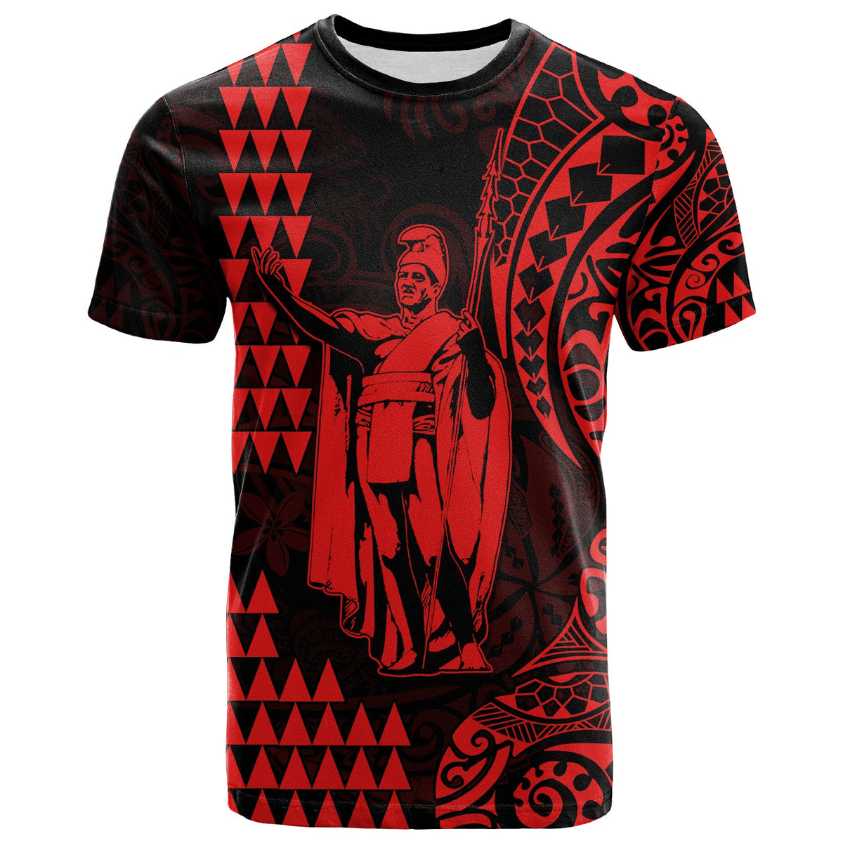 (Custom Text and Number) Hawaii Day Kakau T Shirt Proud To Be Hawaiian Red King Kamehameha and Kanaka Maoli LT13 - Polynesian Pride