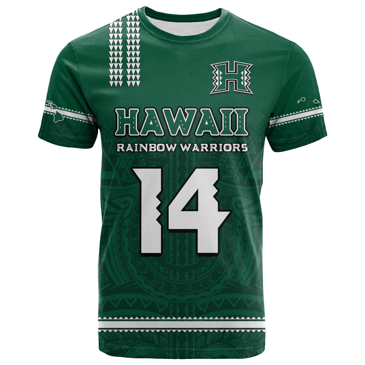 (Custom Text and Number) Hawaii Football T Shirt Kakau Rainbow Warriors Helmet Go Bows LT14 - Polynesian Pride