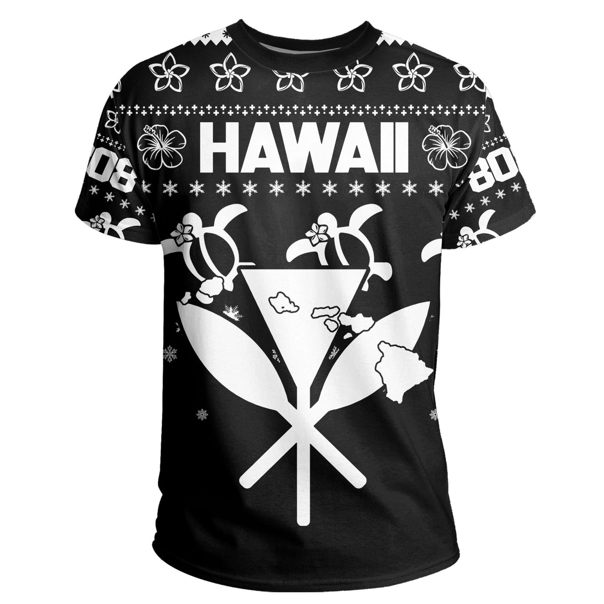 Kanaka Turtle Christmas Pattern T shirt Helen Style White AH - Polynesian Pride
