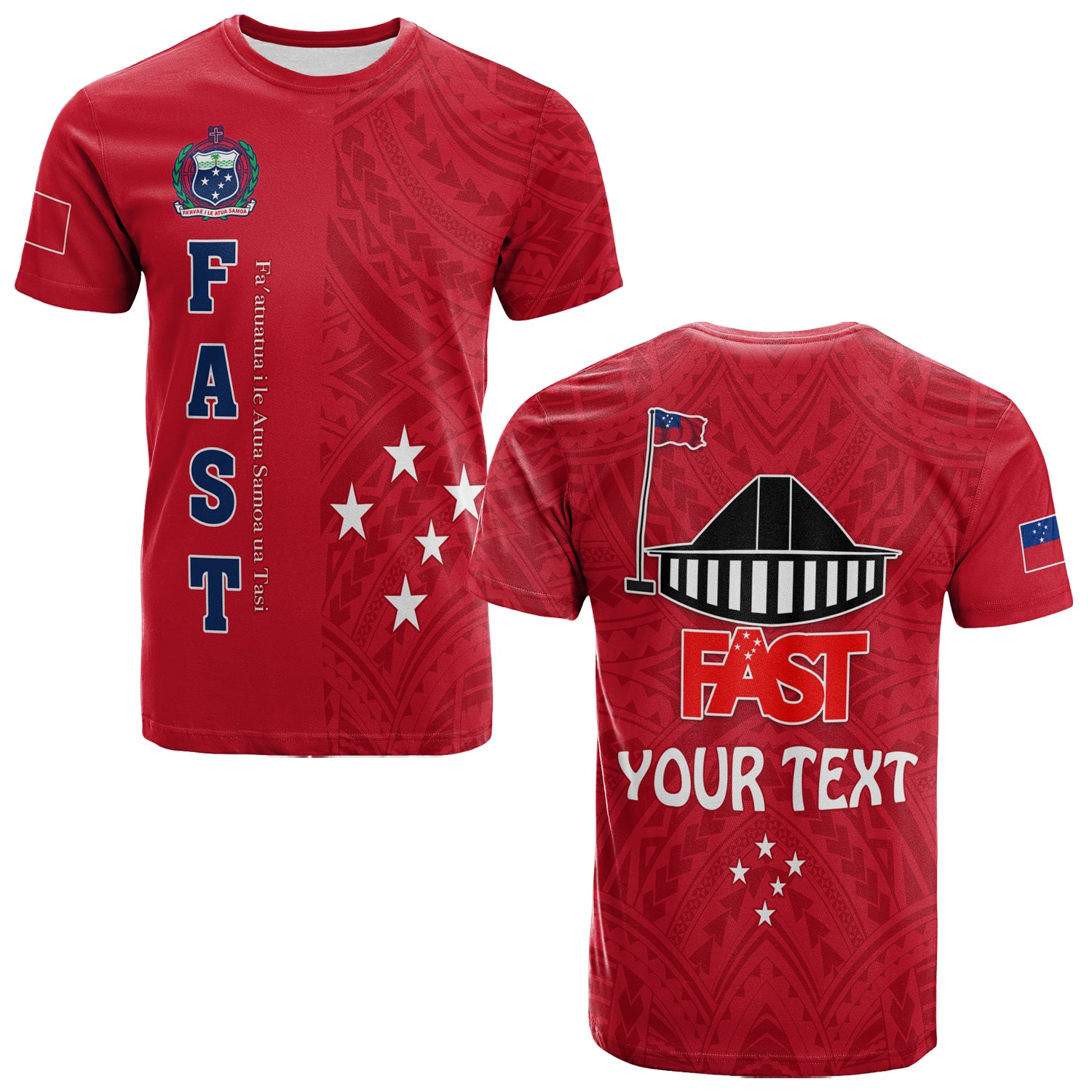 Custom F.A.S.T Samoa T Shirt We Ready Polynesian Samoan LT13 Unisex Red - Polynesian Pride