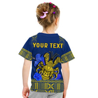 (Custom Personalised) Niue T Shirt KID Happy Constitution Day Niuean Hiapo Crab With Map LT14 - Polynesian Pride