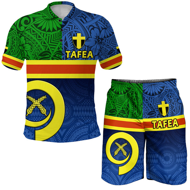 Vanuatu Tafea Province Day Combo Polo Shirt and Men Short Tafea Flag Color Style LT9 Blue - Polynesian Pride