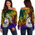 Tahiti Custom Personalised Women's Off Shoulder Sweater - Rainbow Polynesian Pattern Rainbow - Polynesian Pride