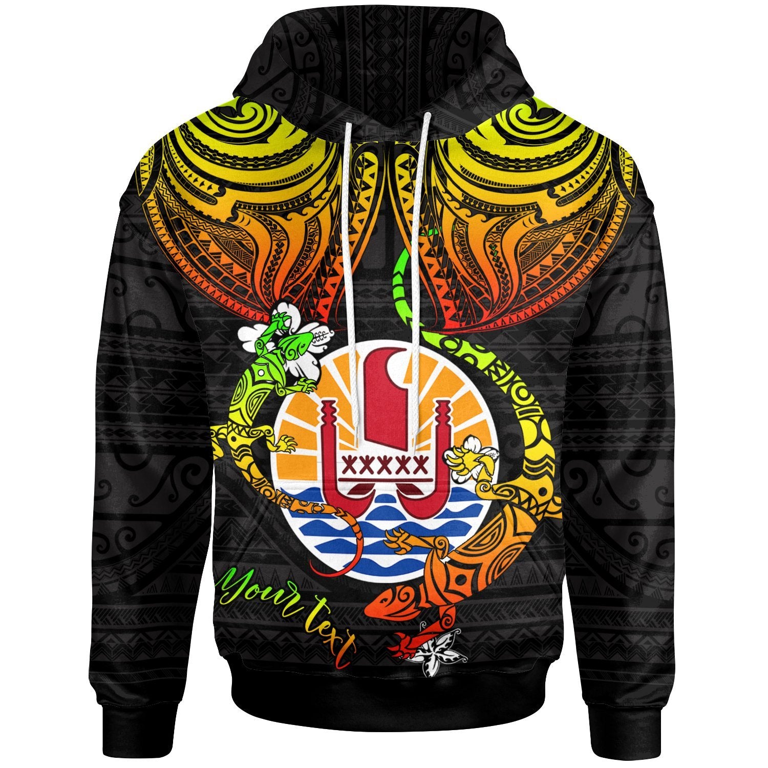 Tahiti Custom Hoodie Lizard Good Chest Unisex Reggae - Polynesian Pride