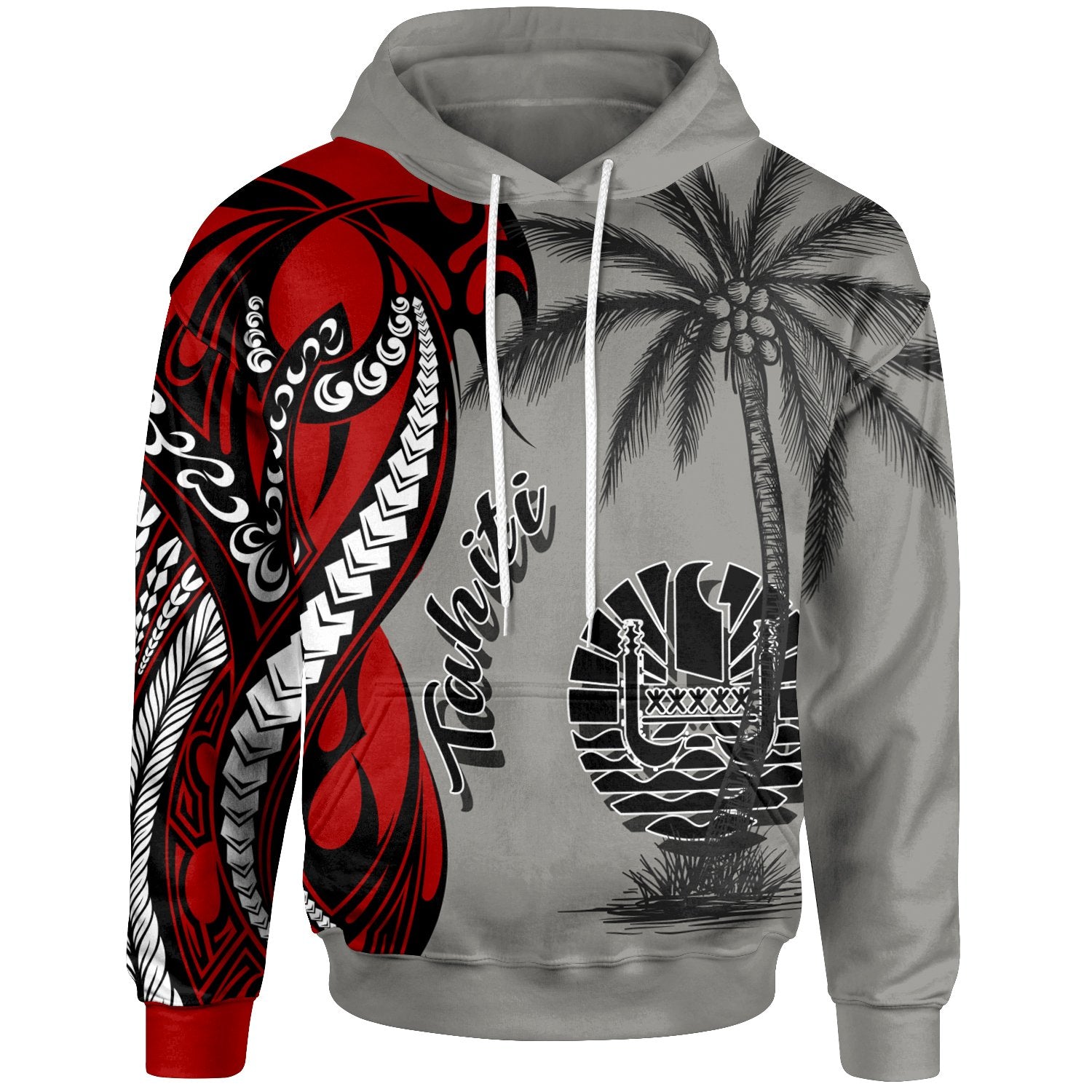 Tahiti Hoodie Classical Coconut Tree Unisex Gray - Polynesian Pride