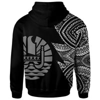 Tahiti Custom Personalized Zip up Hoodie Flash Style White - Polynesian Pride