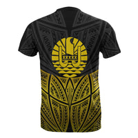 Tahiti Polynesian Custom T Shirt Gold Pride Map and Seal - Polynesian Pride