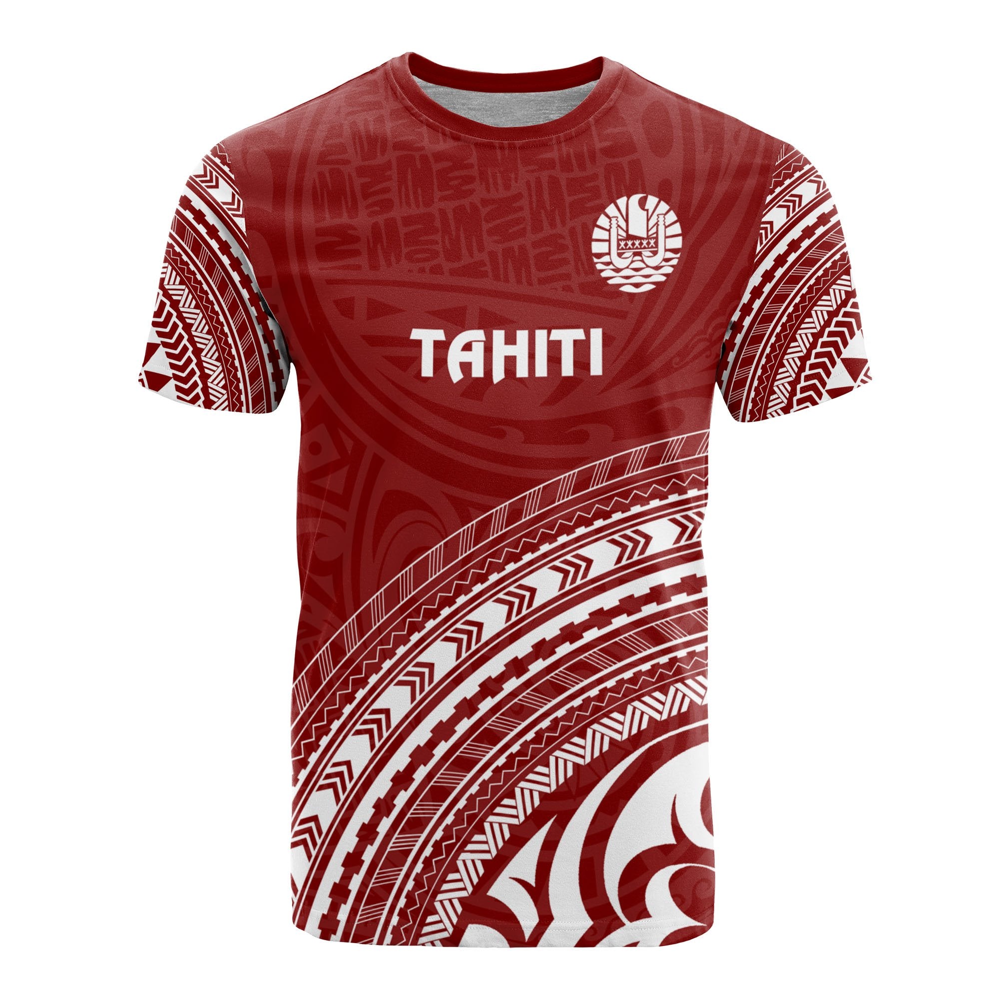 Tahiti All Over T Shirt Tahiti Flag Polynesian Tribal Red Version Unisex Red - Polynesian Pride