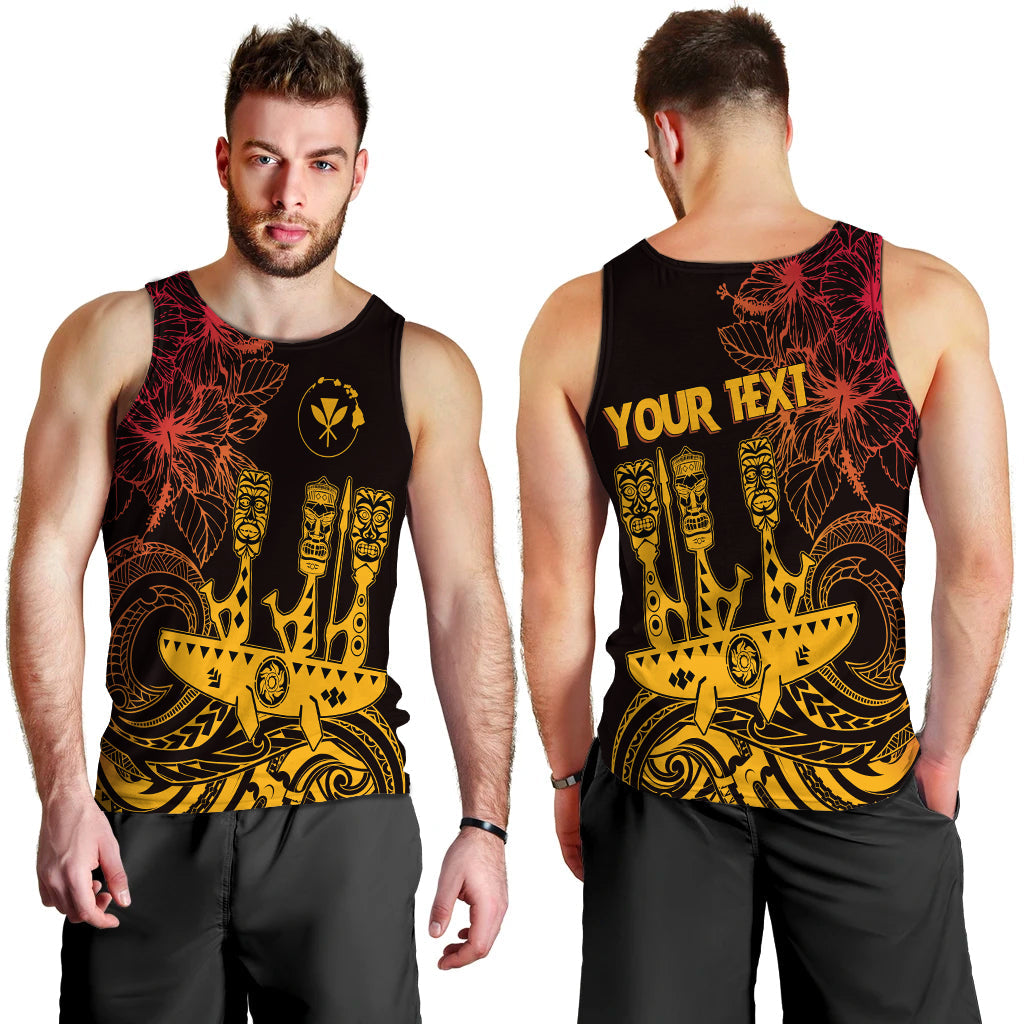 Hawaii Outrigger Canoe Paddling Personalised Men Tank Top Tribal Tiki LT7 - Polynesian Pride