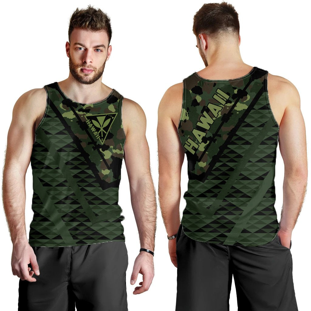 Hawaii Army Niho Mano Tank Top - Camo Map - AH Green - Polynesian Pride