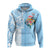 Fiji Tapa Pattern with Hibiscus Hoodie Fiji In My Heart LT7 Cerulean - Polynesian Pride