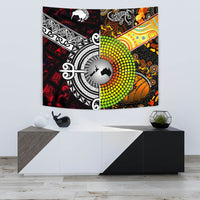 New Zealand Maori Aotearoa And Australia Aboriginal Tapestries Together - Red LT8 - Polynesian Pride
