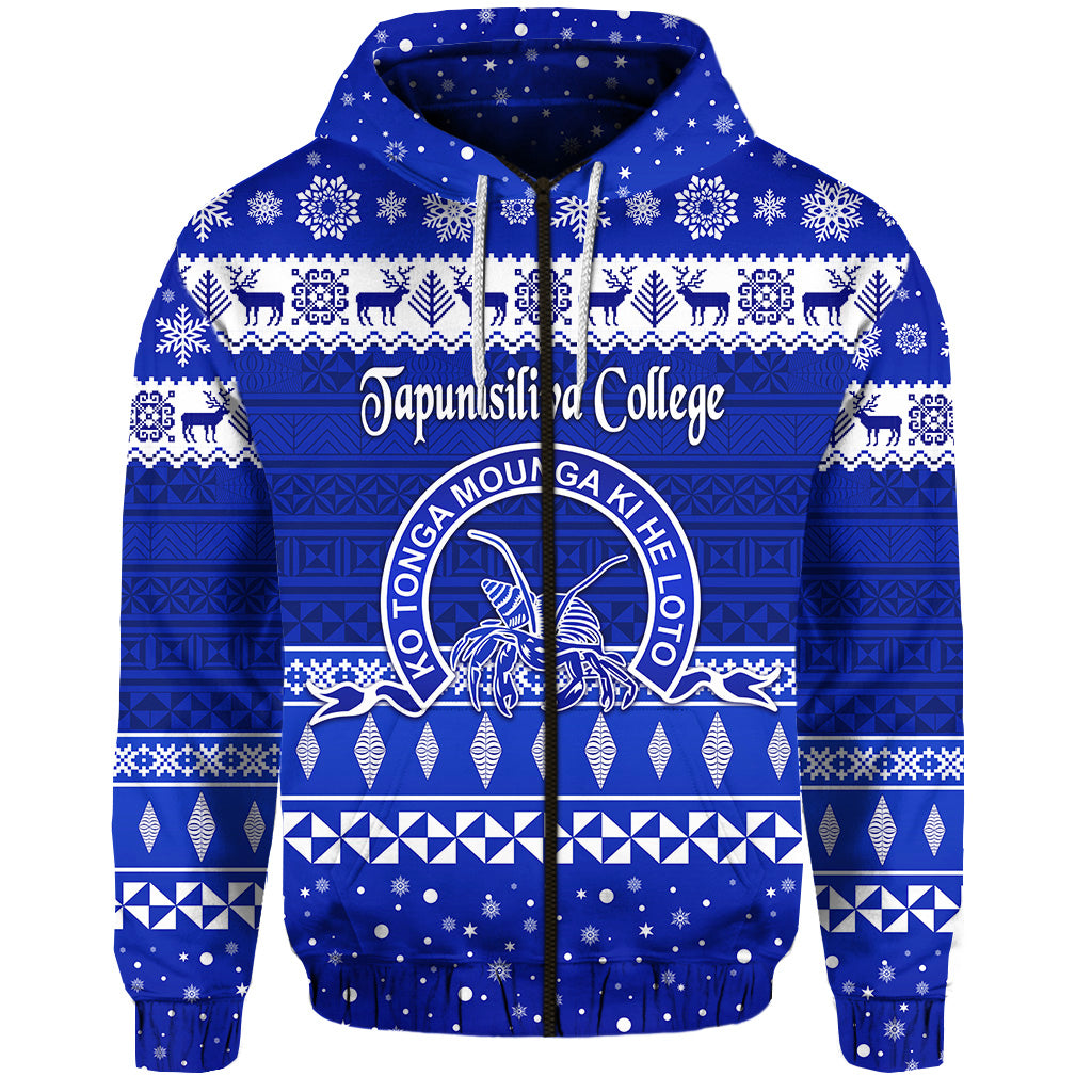 Custom Tapunisiliva College Christmas Zip Hoodie Simple Style LT8 - Polynesian Pride