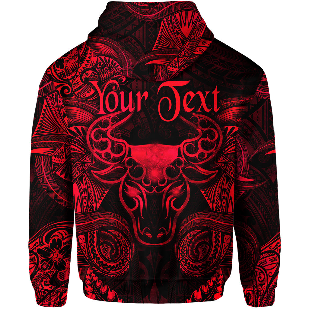 Custom Taurus Zodiac Polynesian Hoodie Unique Style Red LT8 - Polynesian Pride