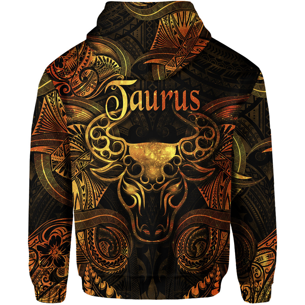 Taurus Zodiac Polynesian Zip Hoodie Unique Style Gold LT8 - Polynesian Pride