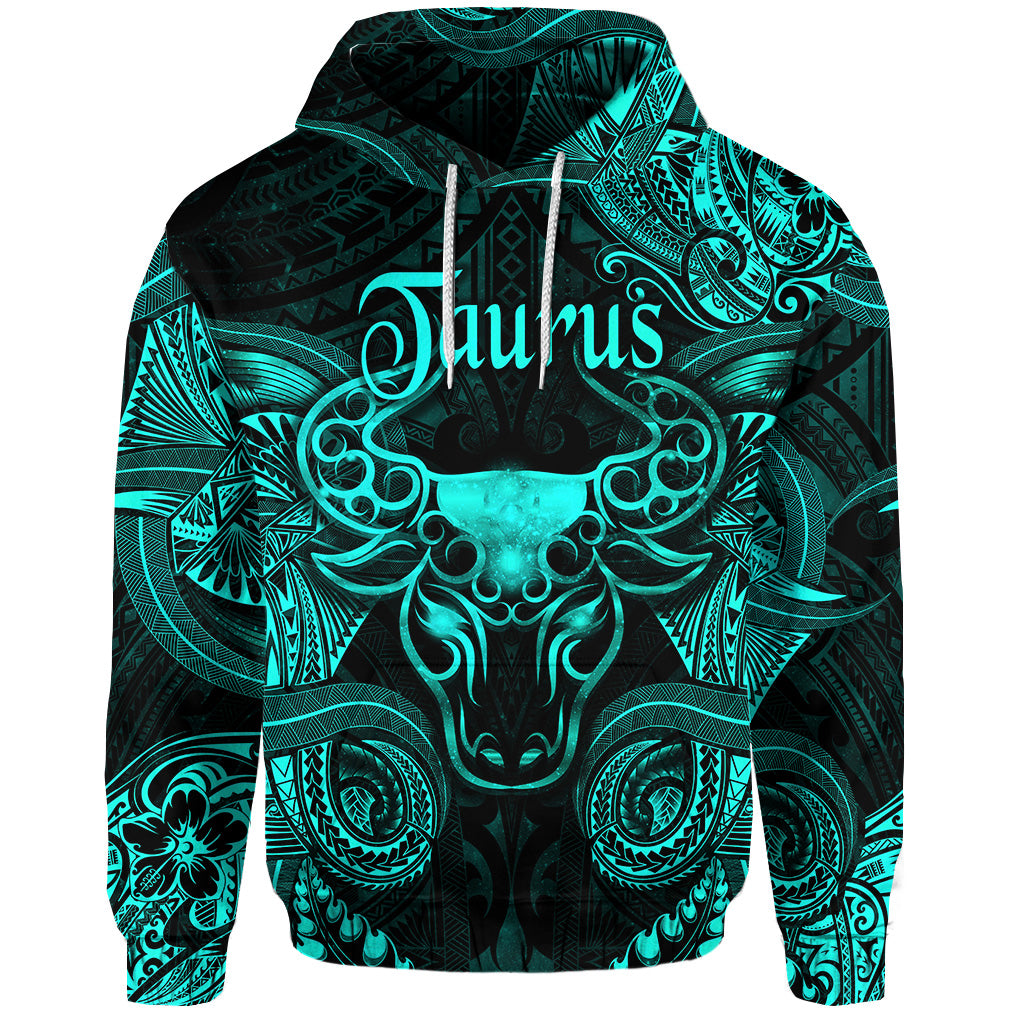 Custom Taurus Zodiac Polynesian Hoodie Unique Style Turquoise LT8 - Polynesian Pride