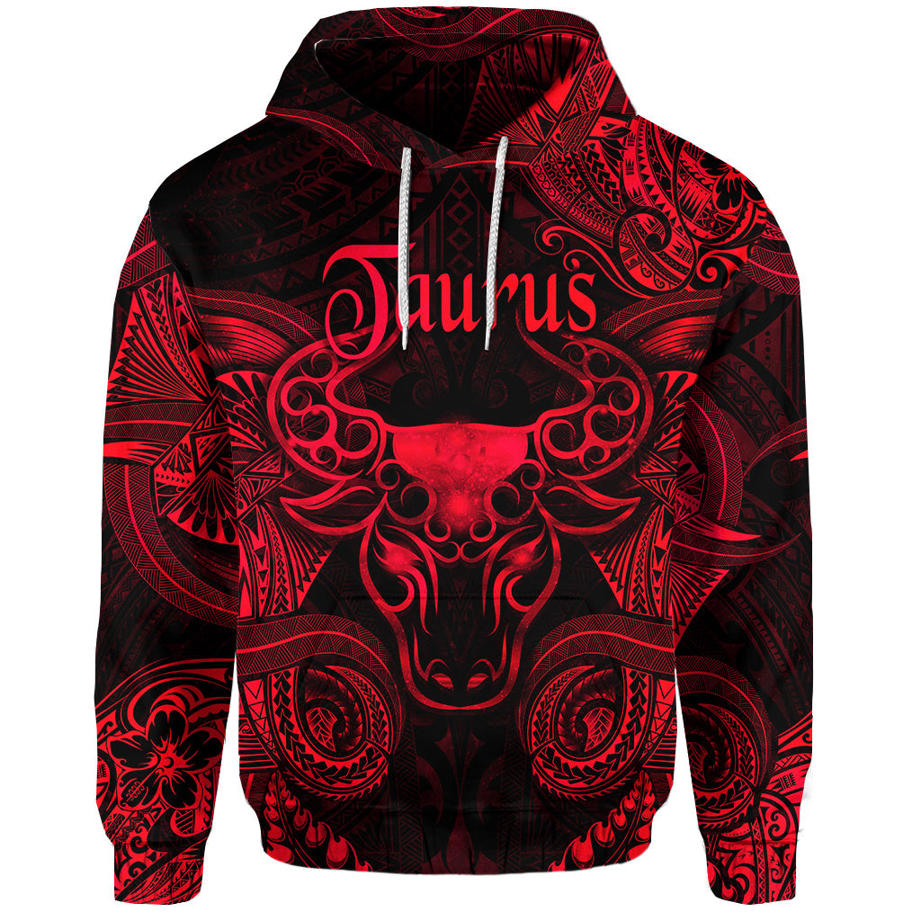 Custom Taurus Zodiac Polynesian Hoodie Unique Style Red LT8 - Polynesian Pride