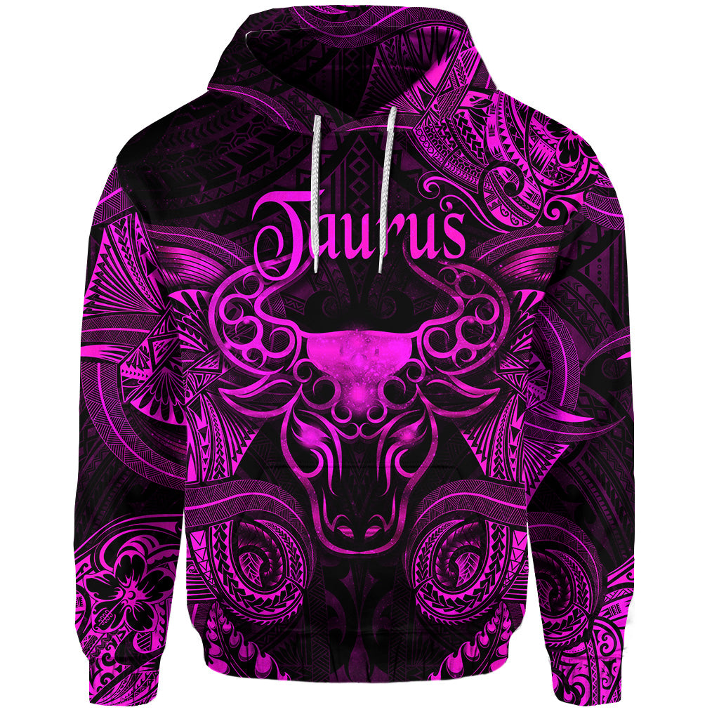 Custom Taurus Zodiac Polynesian Hoodie Unique Style Pink LT8 - Polynesian Pride