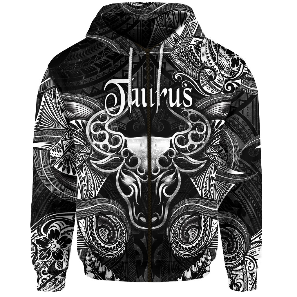 Taurus Zodiac Polynesian Zip Hoodie Unique Style Black LT8 - Polynesian Pride