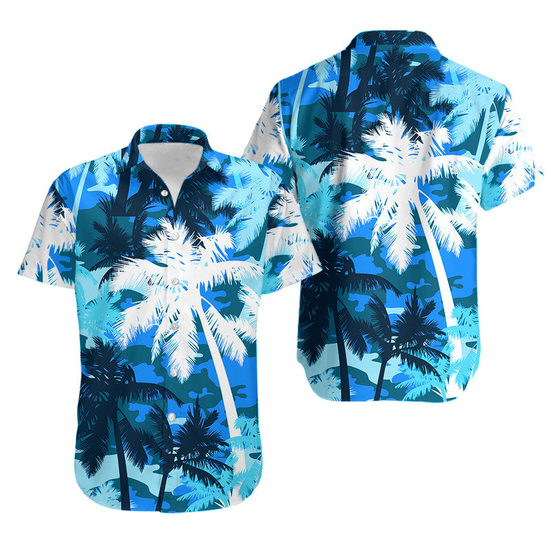 Hawaii Palm Tree Silhouettes On Camouflage No6 LT9 Teal - Polynesian Pride