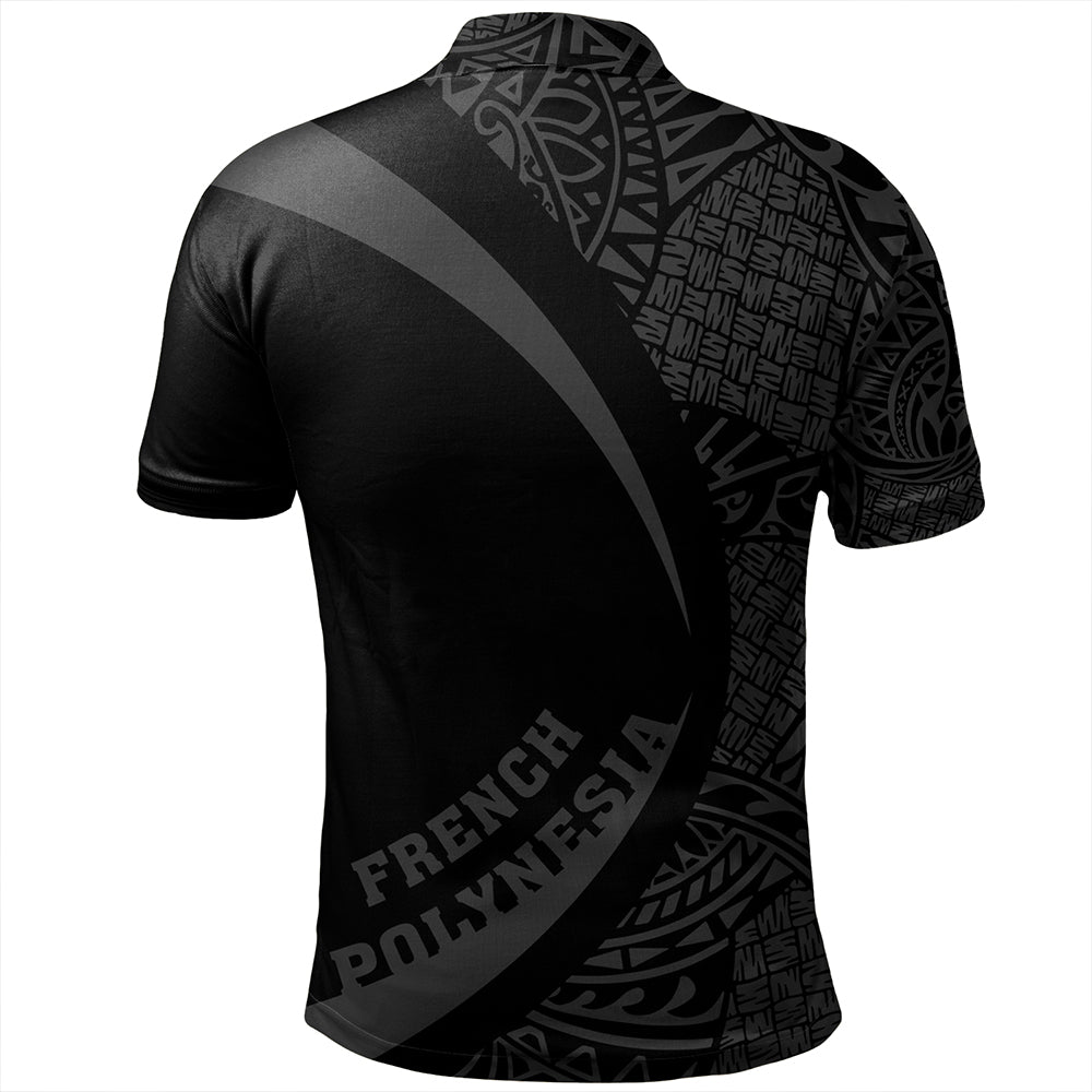 French Polynesia Polo Shirt Coat Of Arm Lauhala Gray Circle - Polynesian Pride