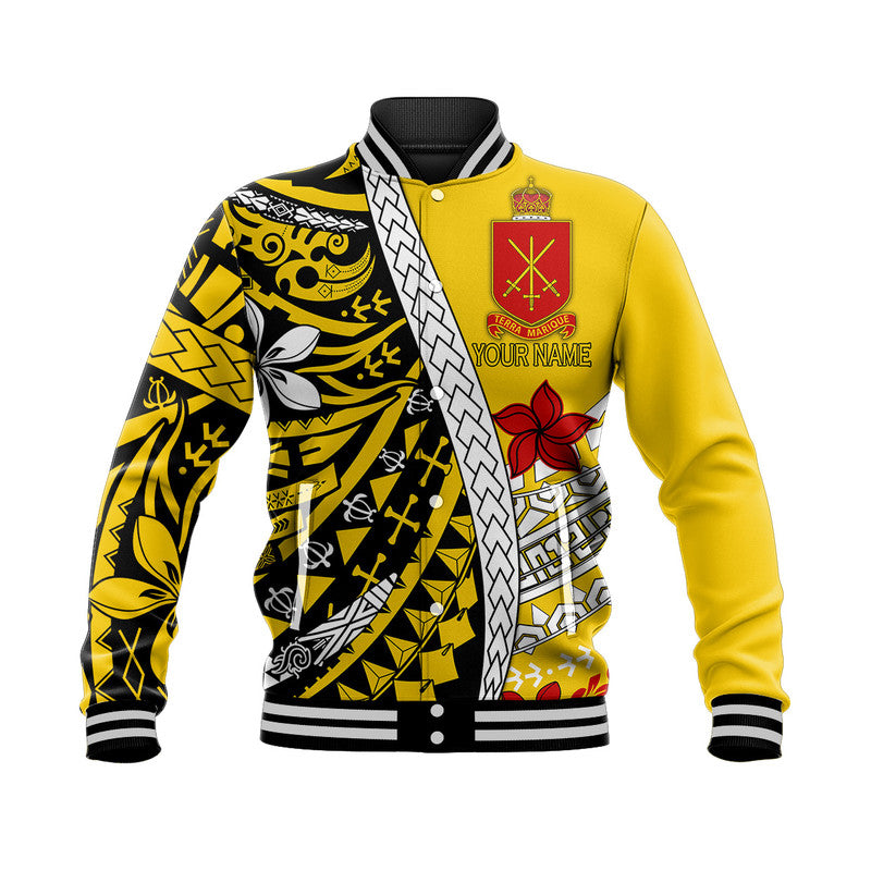 (Custom Personalised) Tonga Terra Marique Baseball Jacket Gold Polynesian Minimalist Style LT9 Unisex Gold - Polynesian Pride