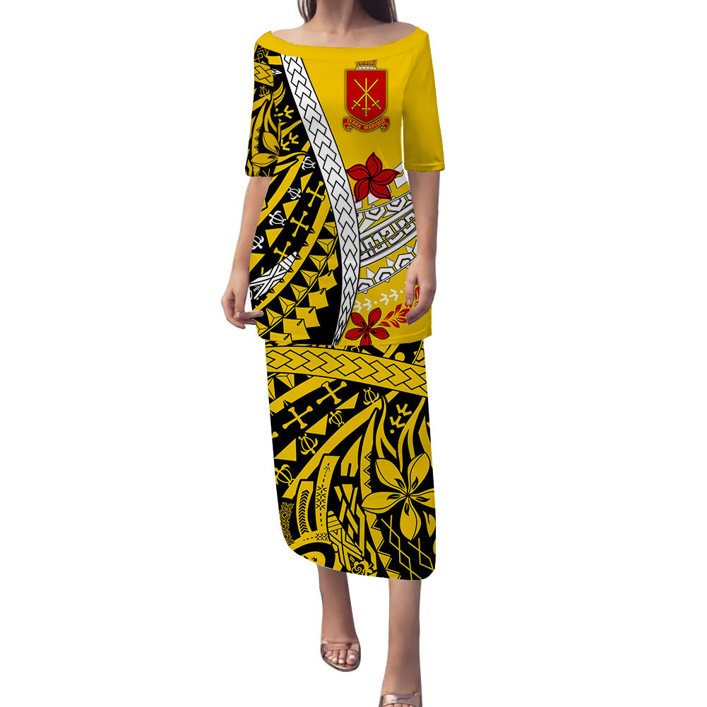 Tonga Terra Marique Tonga Puletaha Dress Gold Polynesian Minimalist Style LT9 Gold - Polynesian Pride