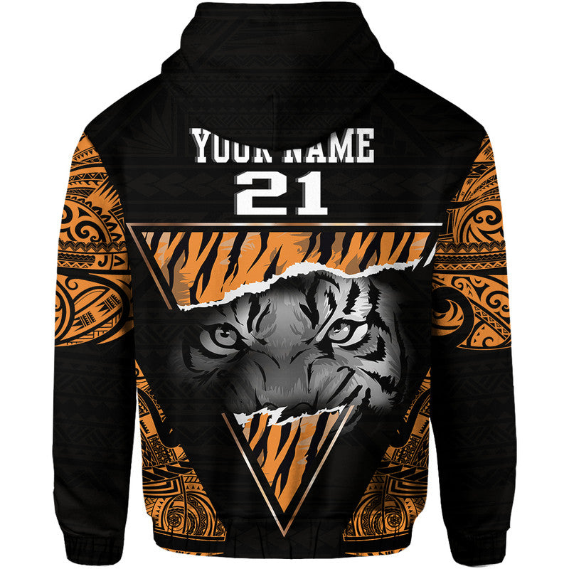 Custom Papua New Guinea Lae Snax Tigers Hoodie Polynesian Tiger Face LT9 - Polynesian Pride
