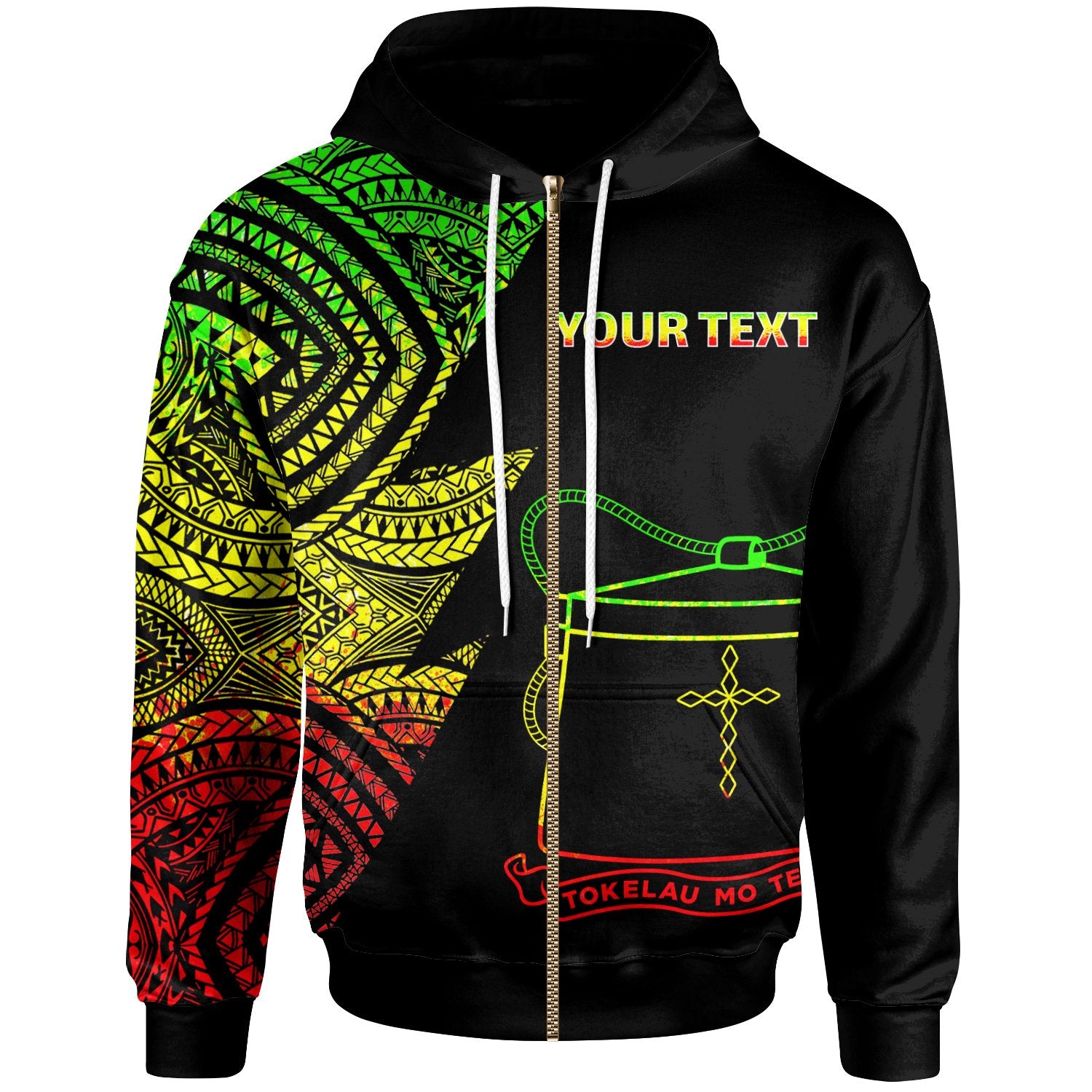 Tokelau Custom Personalized Zip up Hoodie Flash Style Reggae Unisex Reggae - Polynesian Pride