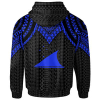 Tokelau Custom Zip up Hoodie Polynesian Armor Style Blue - Polynesian Pride