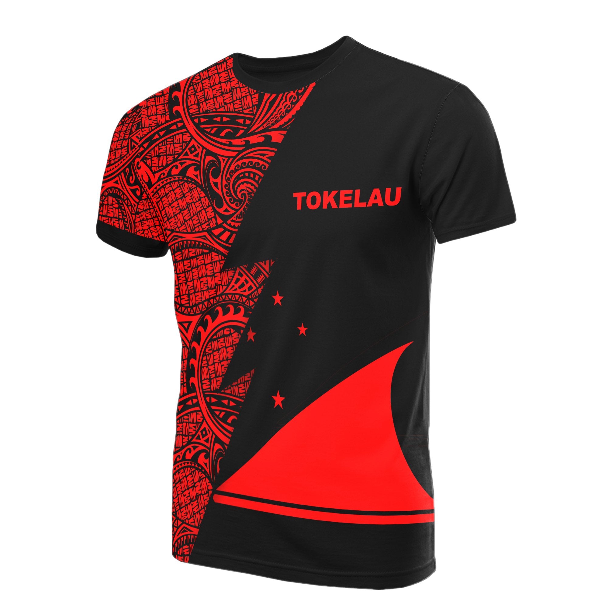 Tokelau T Shirt Polynesian Patter red Flash Style Unisex Blue - Polynesian Pride