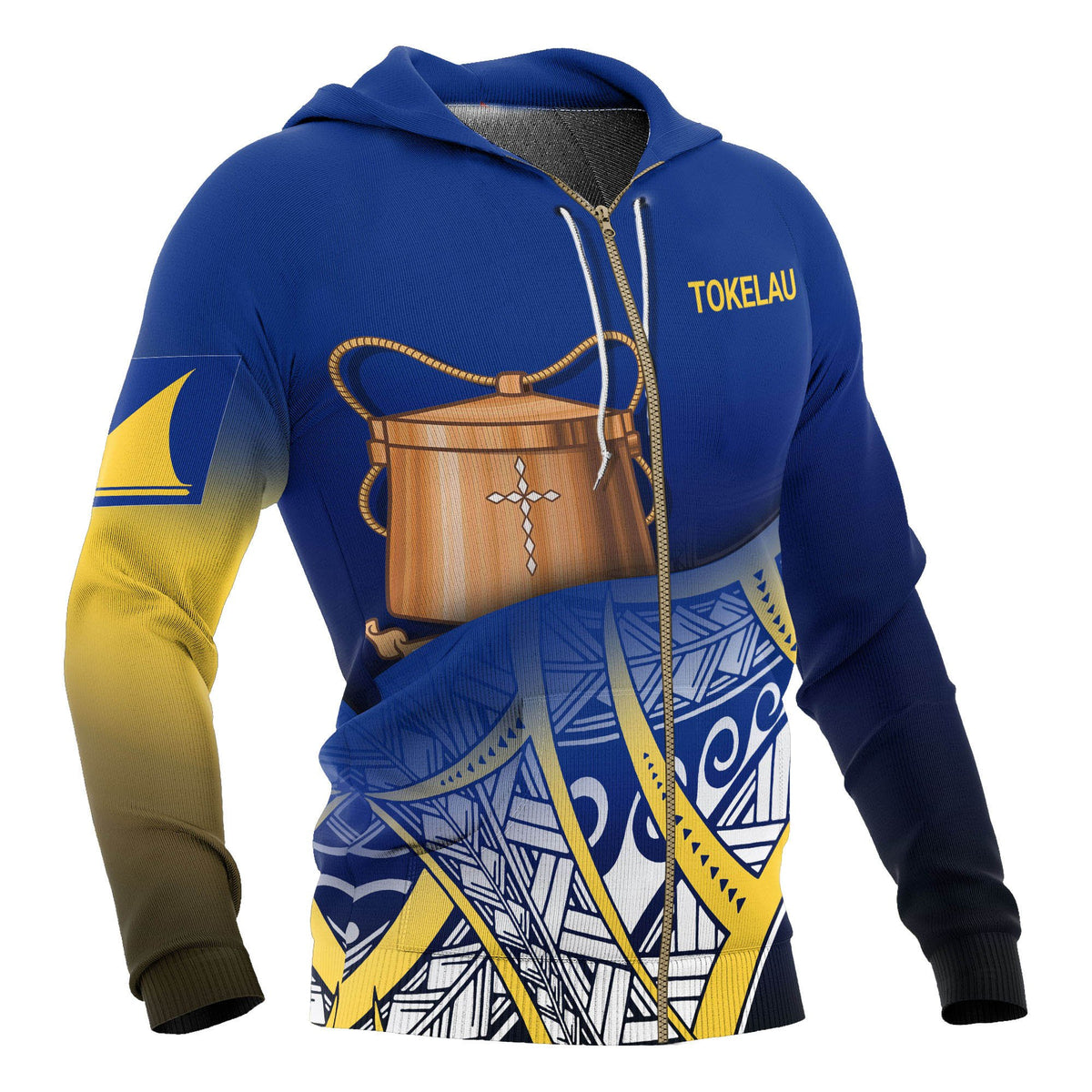 Tokelau Coat of Arms Zip up Hoodie Polynesian Pattern - Polynesian Pride