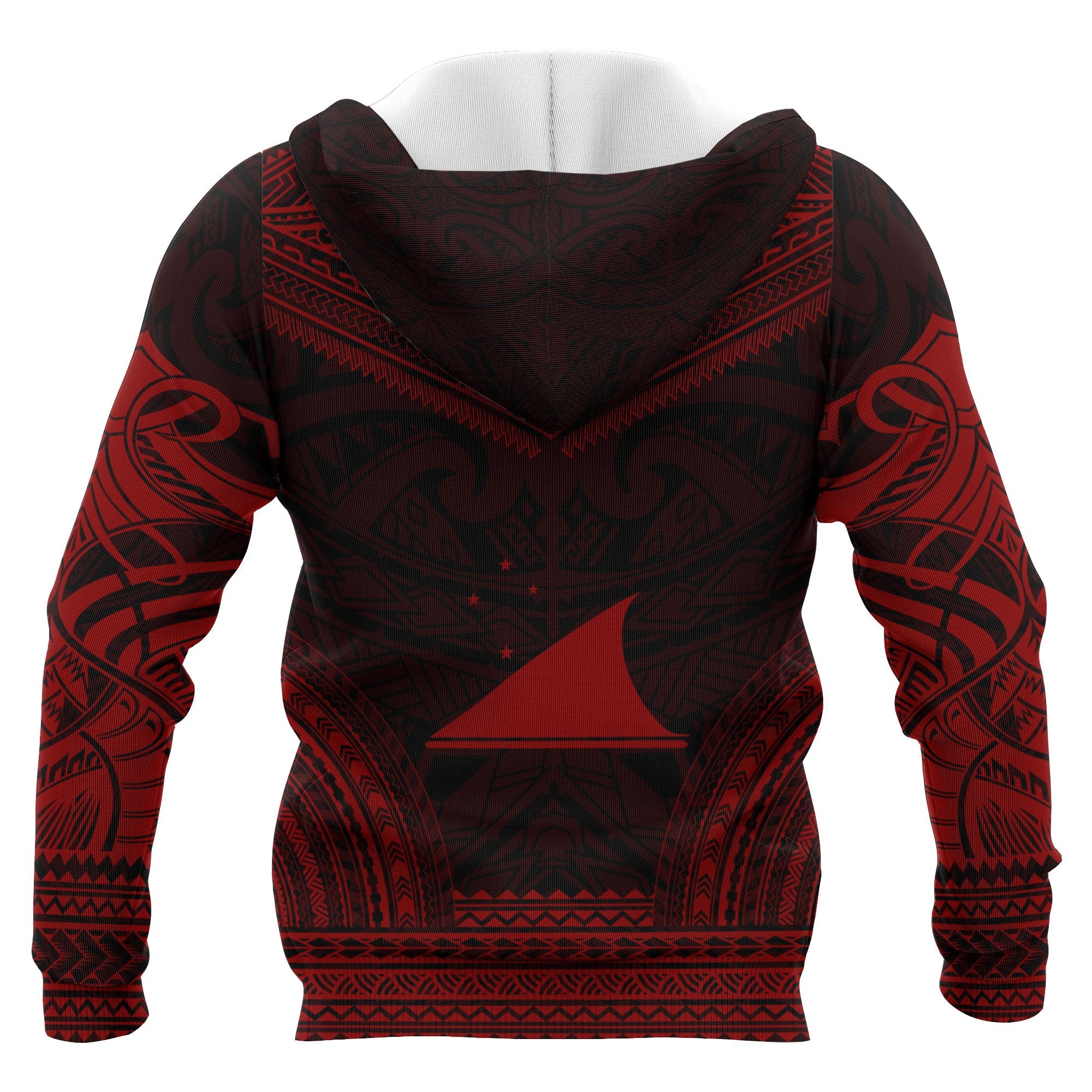 Tokelau Polynesian Chief Custom Zip up Hoodie Red Version Unisex Red - Polynesian Pride