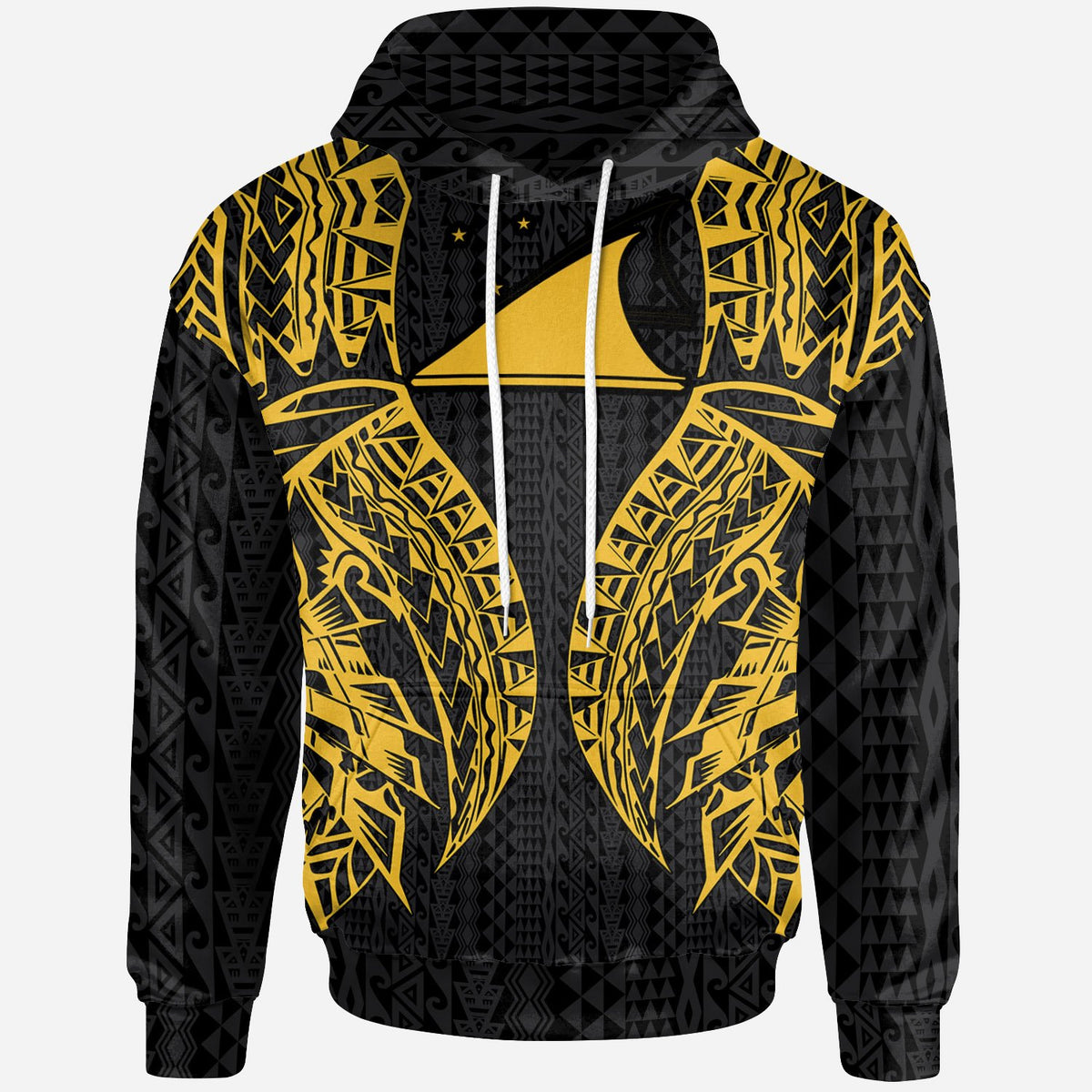 Tokelau Hoodie Polynesian Lion Head Gold Style Unisex Gold - Polynesian Pride