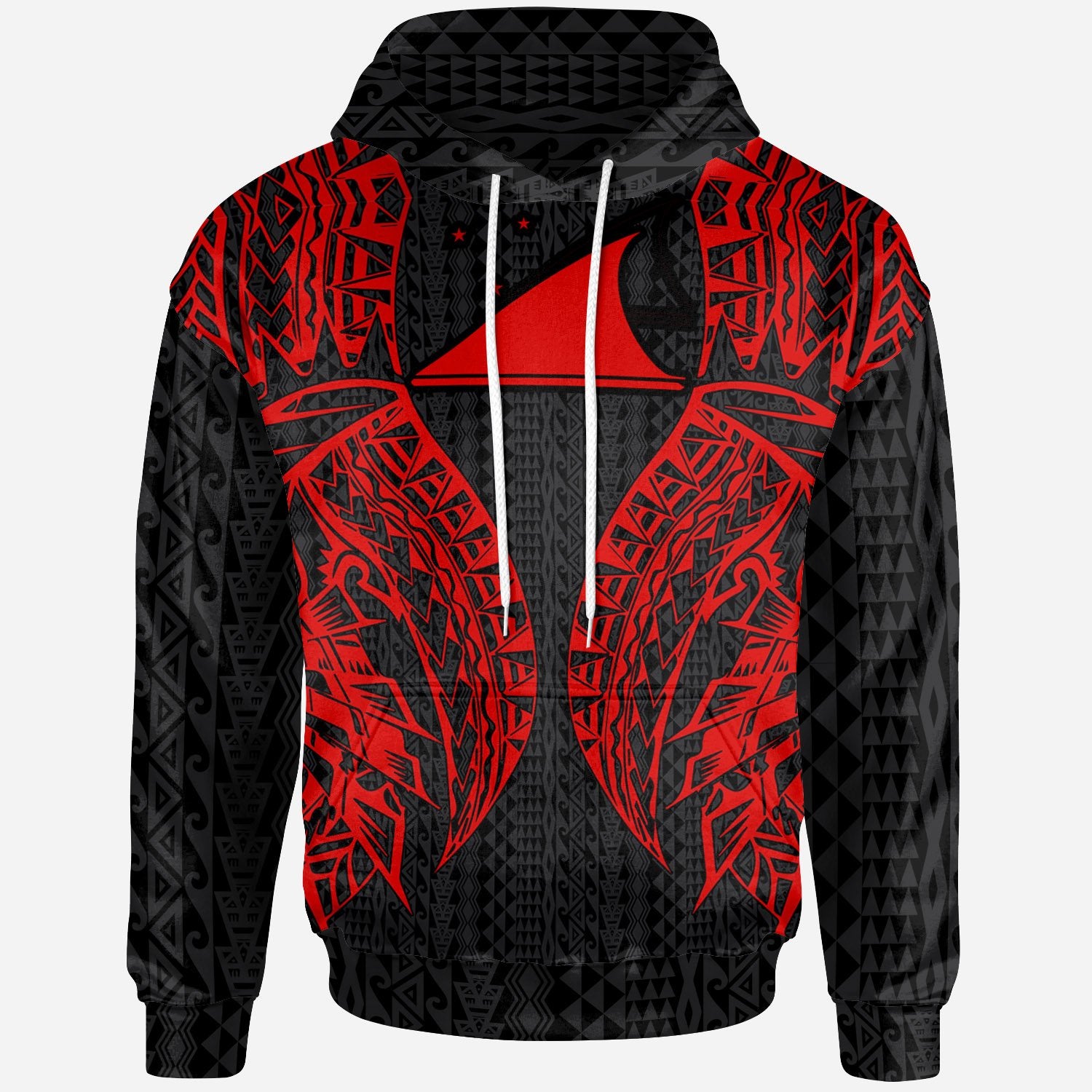 Tokelau Hoodie Polynesian Lion Head Red Style Unisex Red - Polynesian Pride