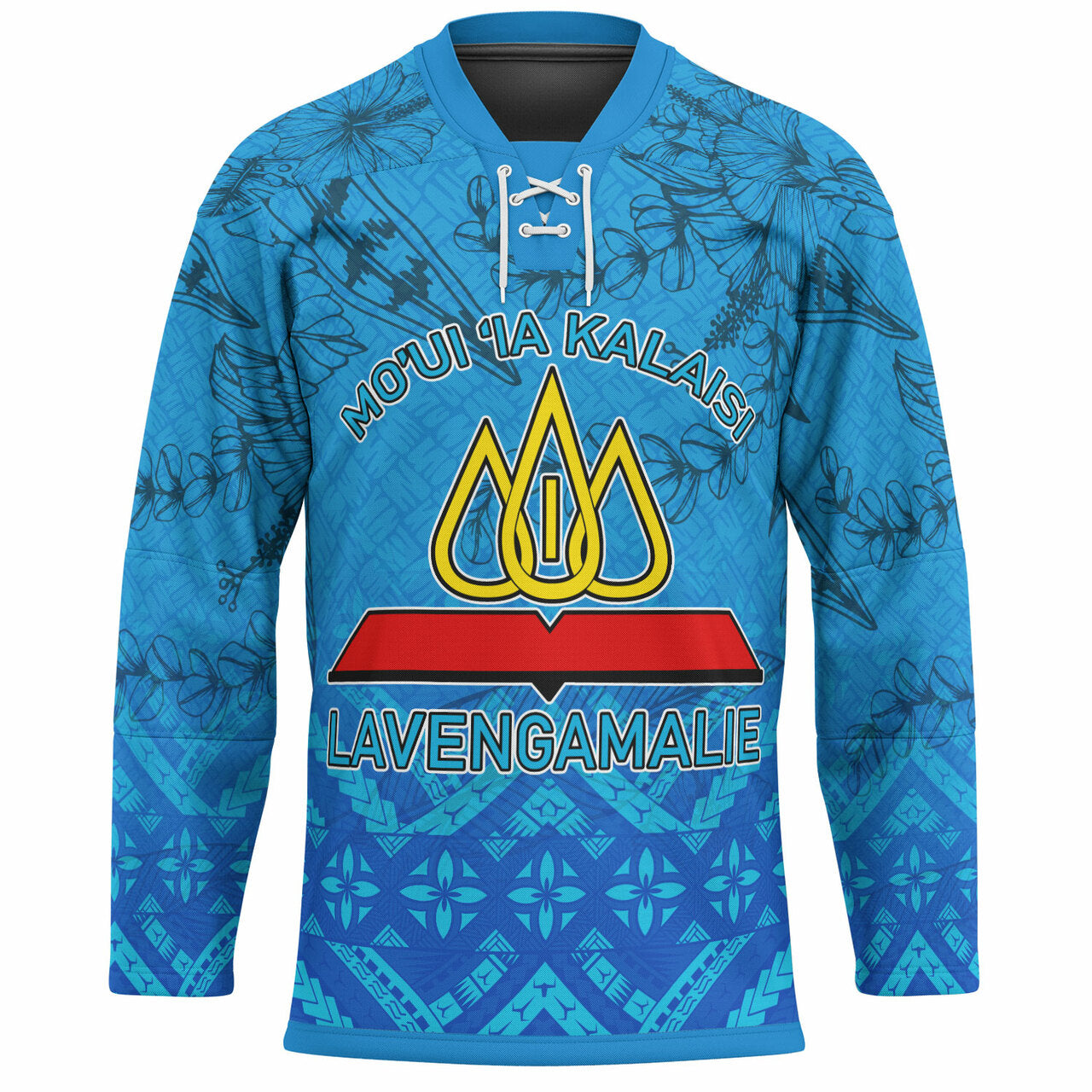 Tonga Custom Personalised Hockey Jersey - Lavengamalie College Logo With Tropical Flowers Hockey Jersey LT10 Unisex Blue - Polynesian Pride