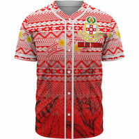 Tonga Custom Personalised Baseball Shirt - Kolisi Tonga With Tropical Flowers LT10 Unisex Red - Polynesian Pride