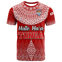Mate Maa Tonga Rugby T Shirt Tongan Kupesi Ngatu Style LT9 Red - Polynesian Pride