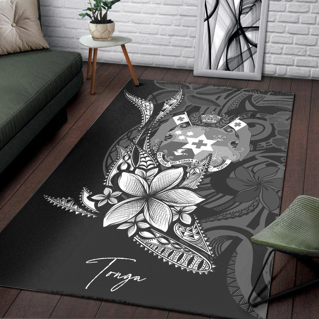 Tonga Area Rug - Fish With Plumeria Flowers Style - Polynesian Pride