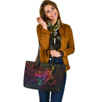 Tonga Leather Tote - Butterfly Polynesian Style - Polynesian Pride