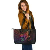 Tonga Leather Tote - Butterfly Polynesian Style - Polynesian Pride