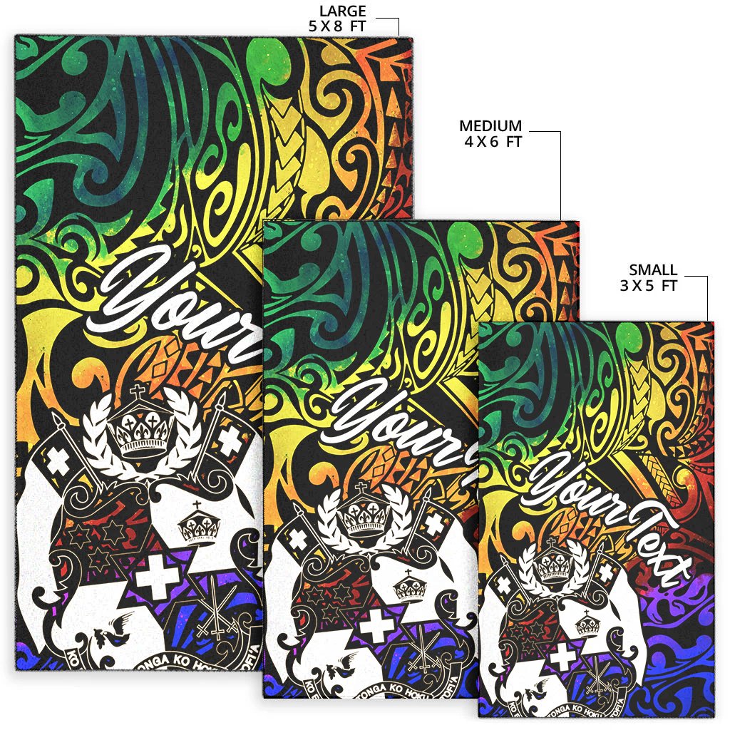 Tonga Custom Personalised Area Rug - Rainbow Polynesian Pattern - Polynesian Pride